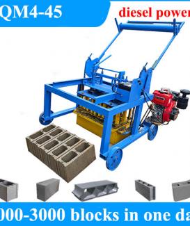 QM4-45 Diesel Powered Mobile Concrete Wall Block Moulding Machine Price