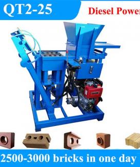 QT2-25 Diesel Powered Hydraulic Soil Clay Interlocking Lego Brick Making Machine